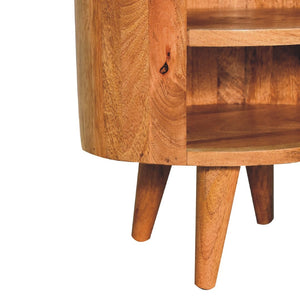 HomeRoots 22" Brown Round Nightstand with Drawer & Shelves - Stylish Solid Wood Design for Modern Spaces 651615