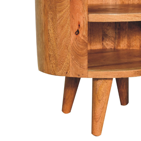 HomeRoots 22" Brown Round Nightstand with Drawer & Shelves - Stylish Solid Wood Design for Modern Spaces 651615