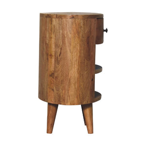 HomeRoots 22" Brown Round Nightstand with Drawer & Shelves - Stylish Solid Wood Design for Modern Spaces 651615