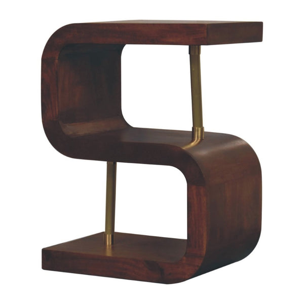 HomeRoots 24" Boutique-Style Chestnut Mango Wood Nightstand with Gold Accents for Elegant Bedroom Storage 651617