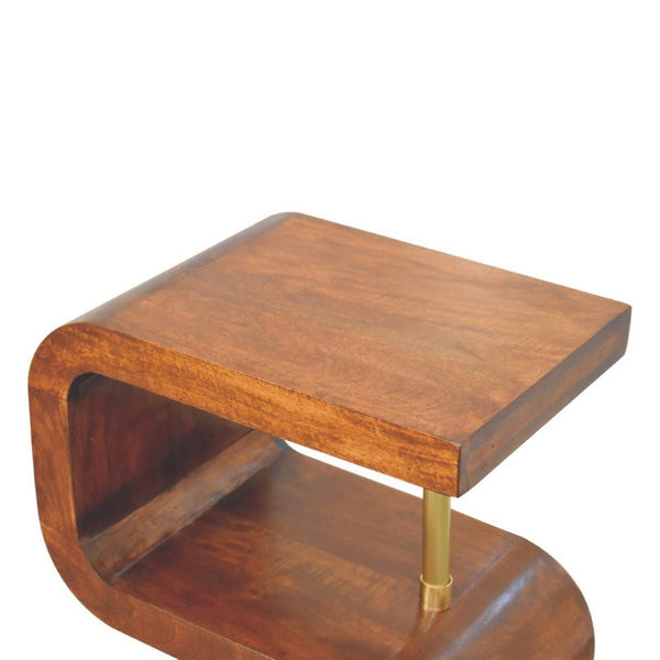 HomeRoots 24" Boutique-Style Chestnut Mango Wood Nightstand with Gold Accents for Elegant Bedroom Storage 651617