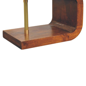 HomeRoots 24" Boutique-Style Chestnut Mango Wood Nightstand with Gold Accents for Elegant Bedroom Storage 651617