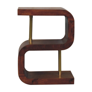 HomeRoots 24" Boutique-Style Chestnut Mango Wood Nightstand with Gold Accents for Elegant Bedroom Storage 651617
