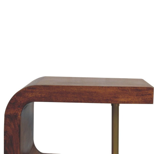 HomeRoots 24" Boutique-Style Chestnut Mango Wood Nightstand with Gold Accents for Elegant Bedroom Storage 651617