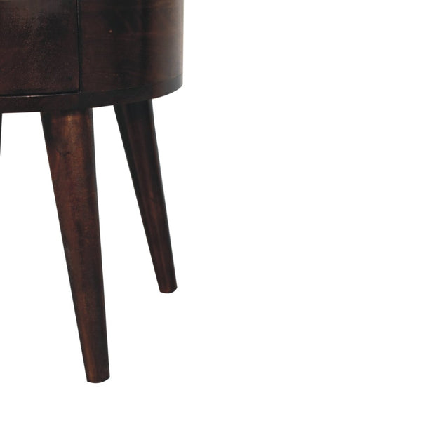 HomeRoots 20" Brown Solid Wood Round Nightstand with Two Drawers – Stylish, Space-Saving Accent Table for Any Room 651618