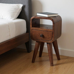 HomeRoots 16" Chestnut Solid Wood Nightstand - Stylish Compact Storage Table for Modern Spaces & Bedrooms 651619