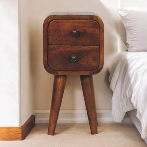 HomeRoots 16" Stylish Brown Solid Wood Nightstand with Two Drawers – Versatile Compact Design for Any Room 651620