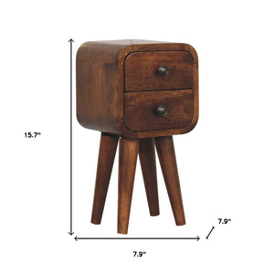 HomeRoots 16" Stylish Brown Solid Wood Nightstand with Two Drawers – Versatile Compact Design for Any Room 651620