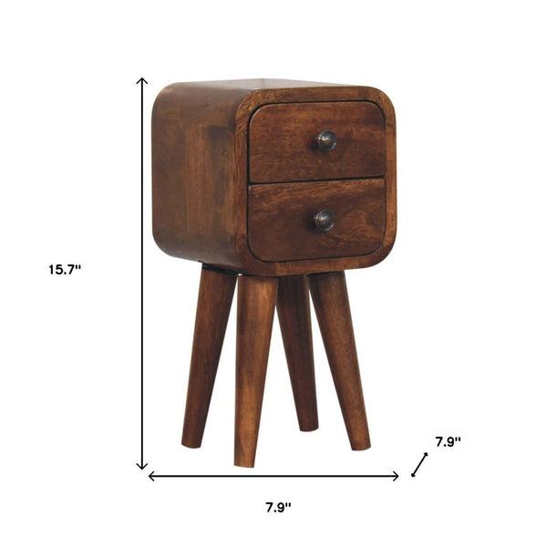 HomeRoots 16" Stylish Brown Solid Wood Nightstand with Two Drawers – Versatile Compact Design for Any Room 651620