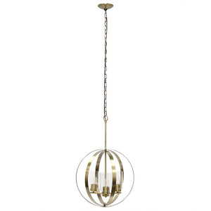 HomeRoots Antiqued Brass Three-Light Ceiling Fixture with Clear Glass & Black Iron – Vintage Modern Design Ideal for Entryways 651640