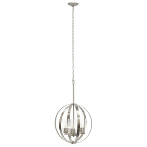 HomeRoots Nickel Three-Light Ceiling Fixture with Clear Glass Spheres - Adjustable Modern Pendant Lighting 651641