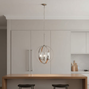 HomeRoots Nickel Three-Light Ceiling Fixture with Clear Glass Spheres - Adjustable Modern Pendant Lighting 651641