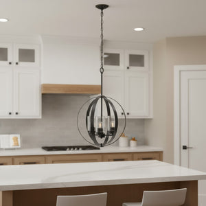 HomeRoots Bronze Three-Light Sphere Ceiling Light Fixture with Clear Glass Shades for Modern Industrial Elegance 651645