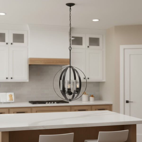 HomeRoots Bronze Three-Light Sphere Ceiling Light Fixture with Clear Glass Shades for Modern Industrial Elegance 651645
