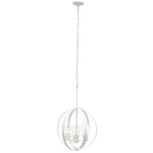 HomeRoots White Sphere Three-Light Iron Ceiling Fixture - Modern Design, Adjustable, Energy-Efficient Lighting 651646