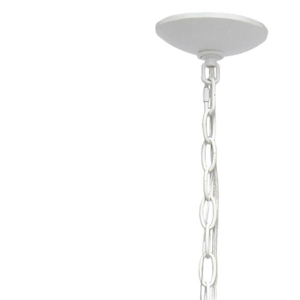 HomeRoots White Sphere Three-Light Iron Ceiling Fixture - Modern Design, Adjustable, Energy-Efficient Lighting 651646