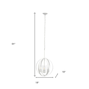 HomeRoots White Sphere Three-Light Iron Ceiling Fixture - Modern Design, Adjustable, Energy-Efficient Lighting 651646