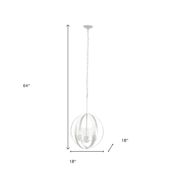 HomeRoots White Sphere Three-Light Iron Ceiling Fixture - Modern Design, Adjustable, Energy-Efficient Lighting 651646