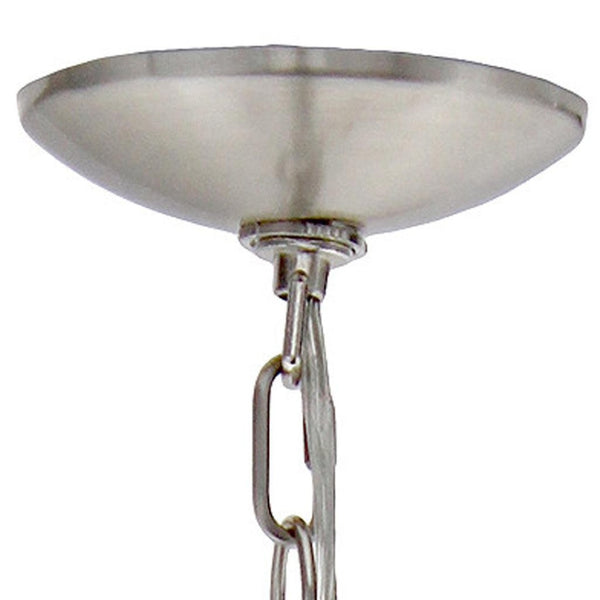 HomeRoots Nickel Three-Light Chandelier with Clear Glass Shades - Modern Iron Ceiling Fixture for Any Space 651648