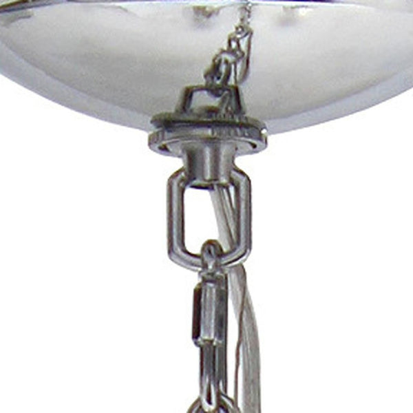 HomeRoots Silver Three-Light Chandelier with Clear Glass Shades | Modern Iron Ceiling Light for Elegant Spaces 651649