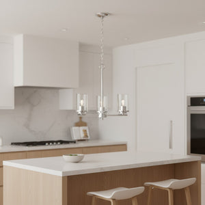 HomeRoots Silver Three-Light Chandelier with Clear Glass Shades | Modern Iron Ceiling Light for Elegant Spaces 651649