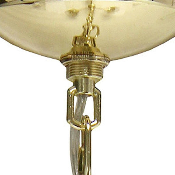 HomeRoots Gold Three-Light Chandelier - Elegant Iron Ceiling Light with Clear Glass Shades for Home Décor 651650