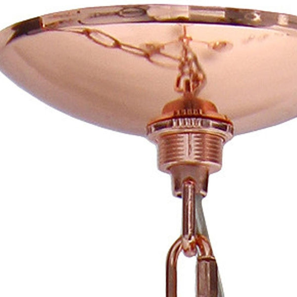 HomeRoots Rose Gold Three-Light Chandelier with Clear Shades – Elegant Iron Ceiling Fixture for Any Space 651651