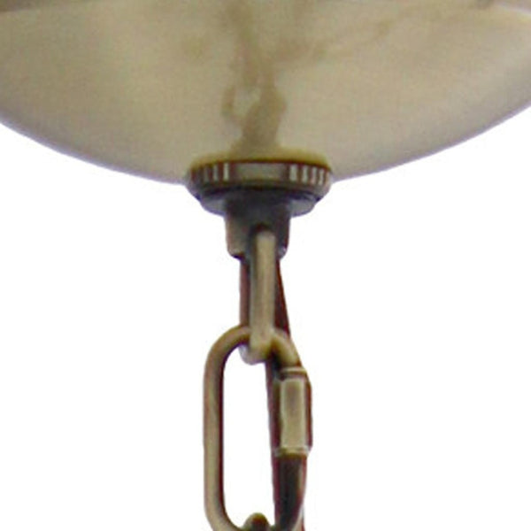 HomeRoots Antiqued Brass Chandelier - Elegant Five-Light Ceiling Fixture with Clear Shades for Timeless Style 651653