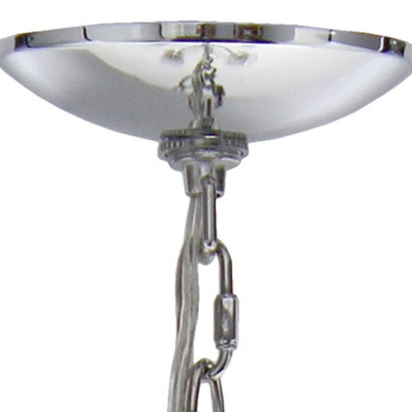 HomeRoots Silver Five-Light Chandelier - Elegant Iron Ceiling Fixture with Clear Glass Shades for Any Space 651655