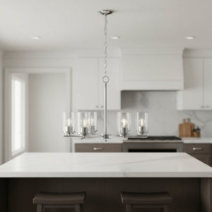 HomeRoots Silver Five-Light Chandelier - Elegant Iron Ceiling Fixture with Clear Glass Shades for Any Space 651655