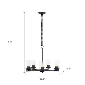 HomeRoots Bronze Five-Light Chandelier with Clear Glass Shades – Elegant Iron Ceiling Light for Any Space 651658