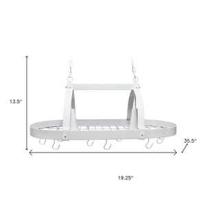 HomeRoots White Contemporary Two-Light Metal Pendant Ceiling Light for Kitchen, Dining, and Entryway Use 651663