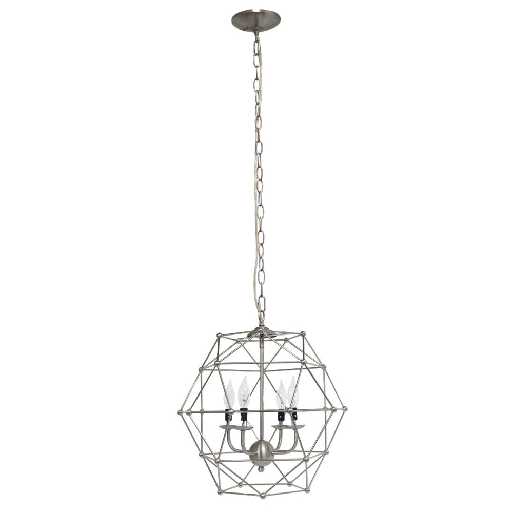 HomeRoots Nickel Candle-Style Four-Light Ceiling Fixture - Elegant Metal Design for Modern Living Spaces 651667