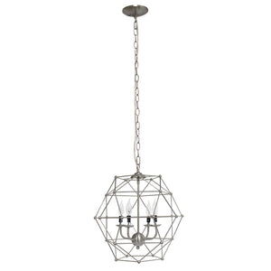 HomeRoots Nickel Candle-Style Four-Light Ceiling Fixture - Elegant Metal Design for Modern Living Spaces 651667