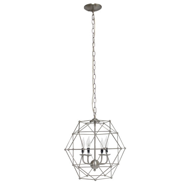 HomeRoots Nickel Candle-Style Four-Light Ceiling Fixture - Elegant Metal Design for Modern Living Spaces 651667