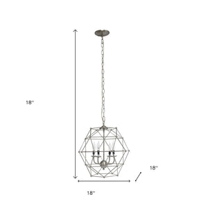 HomeRoots Nickel Candle-Style Four-Light Ceiling Fixture - Elegant Metal Design for Modern Living Spaces 651667