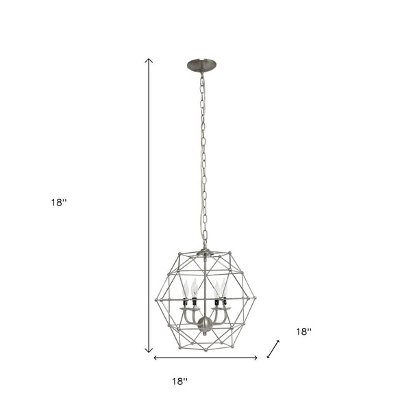 HomeRoots Nickel Candle-Style Four-Light Ceiling Fixture - Elegant Metal Design for Modern Living Spaces 651667