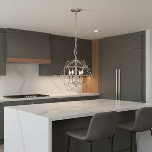 HomeRoots Nickel Candle-Style Four-Light Ceiling Fixture - Elegant Metal Design for Modern Living Spaces 651667