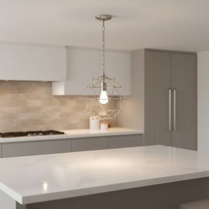 HomeRoots Nickel Candle-Style Chandelier Light Fixture – Modern Metal Design for Elegant Home Lighting Solutions 651668