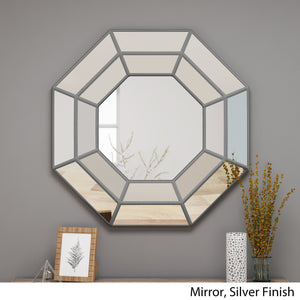 English Elm Christopher Knight Home® - WALL Silver Framed Mirror 39x38.5 MDF Decorative Vanity Wall Mirror Modern Sleek Accent Piece 65167.00SILV