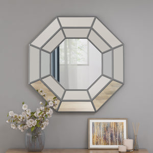 English Elm Christopher Knight Home® - WALL Silver Framed Mirror 39x38.5 MDF Decorative Vanity Wall Mirror Modern Sleek Accent Piece 65167.00SILV