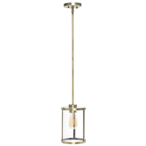 HomeRoots Antiqued Brass Cylinder Iron Ceiling Light - Vintage Charm for Entryways, Dining & Hallways 651676