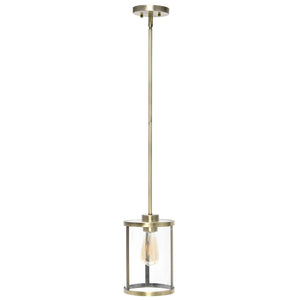 HomeRoots Antiqued Brass Cylinder Iron Ceiling Light - Vintage Charm for Entryways, Dining & Hallways 651676