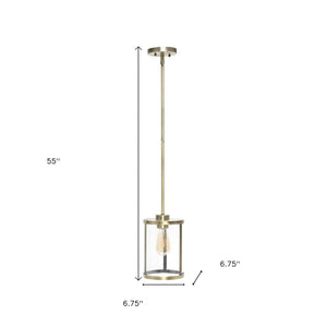 HomeRoots Antiqued Brass Cylinder Iron Ceiling Light - Vintage Charm for Entryways, Dining & Hallways 651676
