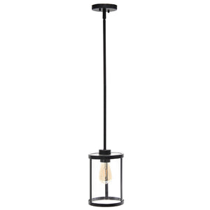 HomeRoots Black Cylinder Iron Ceiling Light - Modern Matte Finish with Clear Glass Shade for Stylish Spaces 651677
