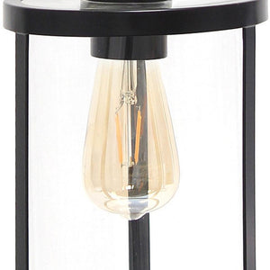 HomeRoots Black Cylinder Iron Ceiling Light - Modern Matte Finish with Clear Glass Shade for Stylish Spaces 651677