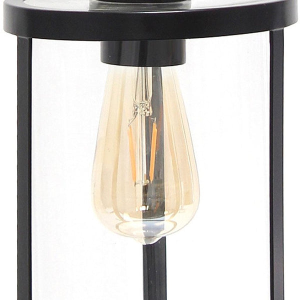 HomeRoots Black Cylinder Iron Ceiling Light - Modern Matte Finish with Clear Glass Shade for Stylish Spaces 651677