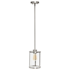 HomeRoots Nickel Cylinder Pendant Light - Modern Iron Ceiling Fixture with Adjustable Height for Versatile Style 651678