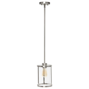 HomeRoots Nickel Cylinder Pendant Light - Modern Iron Ceiling Fixture with Adjustable Height for Versatile Style 651678