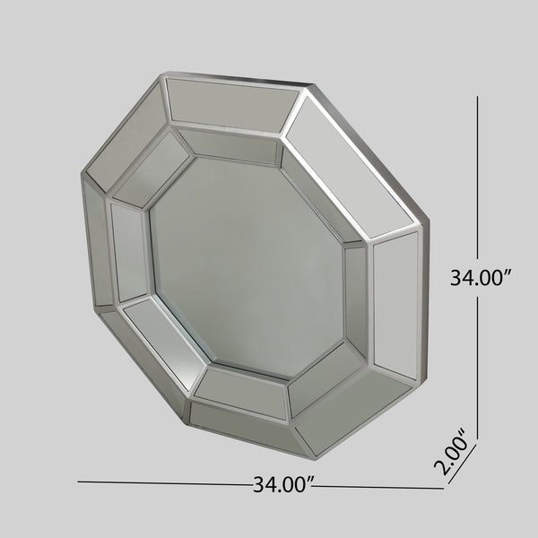 English Elm Christopher Knight Home® - WALL Silver Framed Mirror 39x38.5 MDF Decorative Vanity Wall Mirror Modern Sleek Accent Piece 65167.00SILV